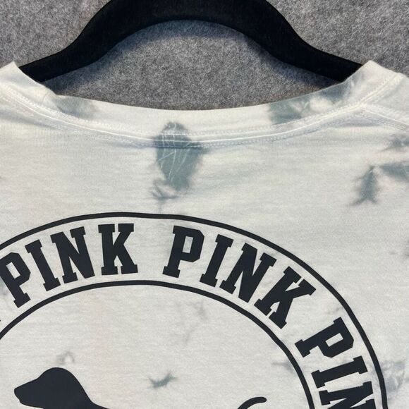 PINK VICTORIA'S SECRET Top Womens Small White Gray Tie Dye Long Sleeve Crew Neck - Picture 12 of 15